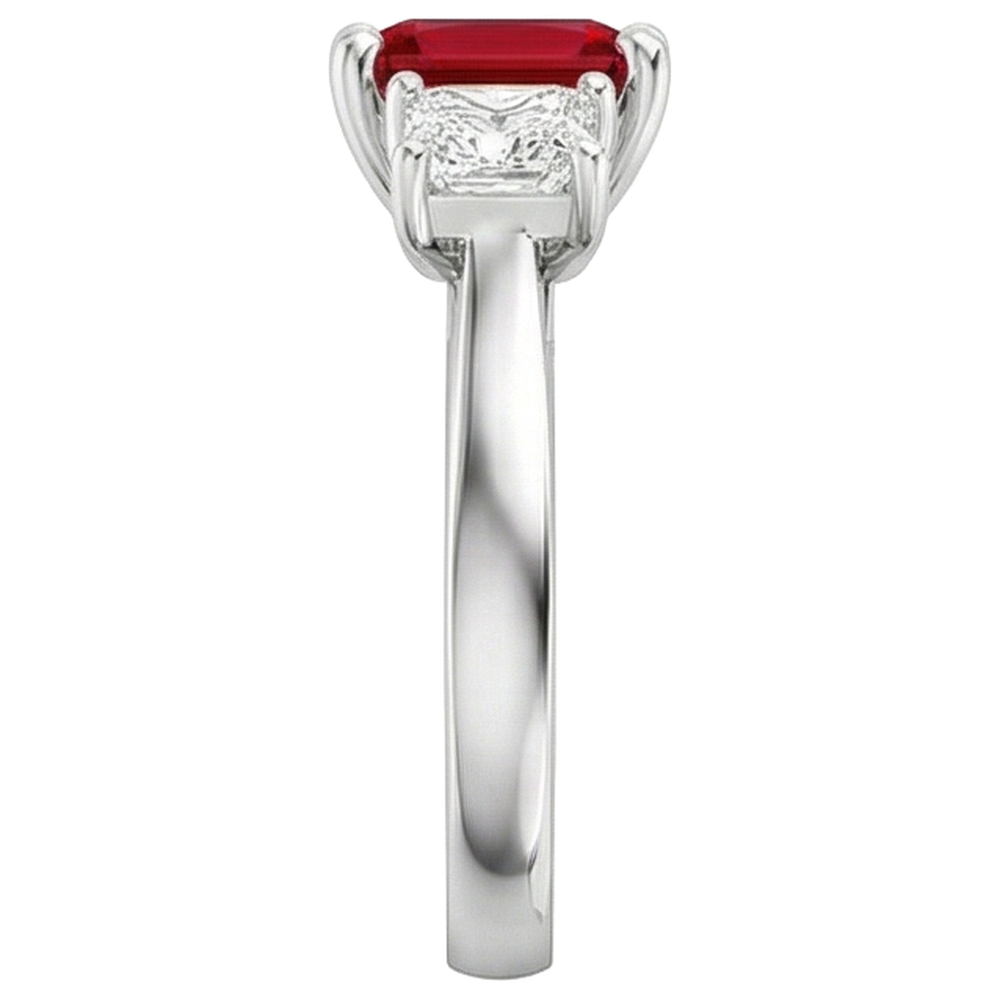 Krappen-Set Roter Rubin und Aus der Erde Abgebauter Natürlicher Diamanten 4.00 Karat Ring 14K Gold