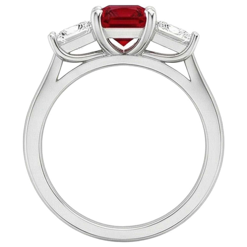 Krappen-Set Roter Rubin und Aus der Erde Abgebauter Natürlicher Diamanten 4.00 Karat Ring 14K Gold