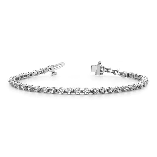 Krappenfassung 4,20 ct Rundschliff Echt Diamanten Tennisarmband Weißgold