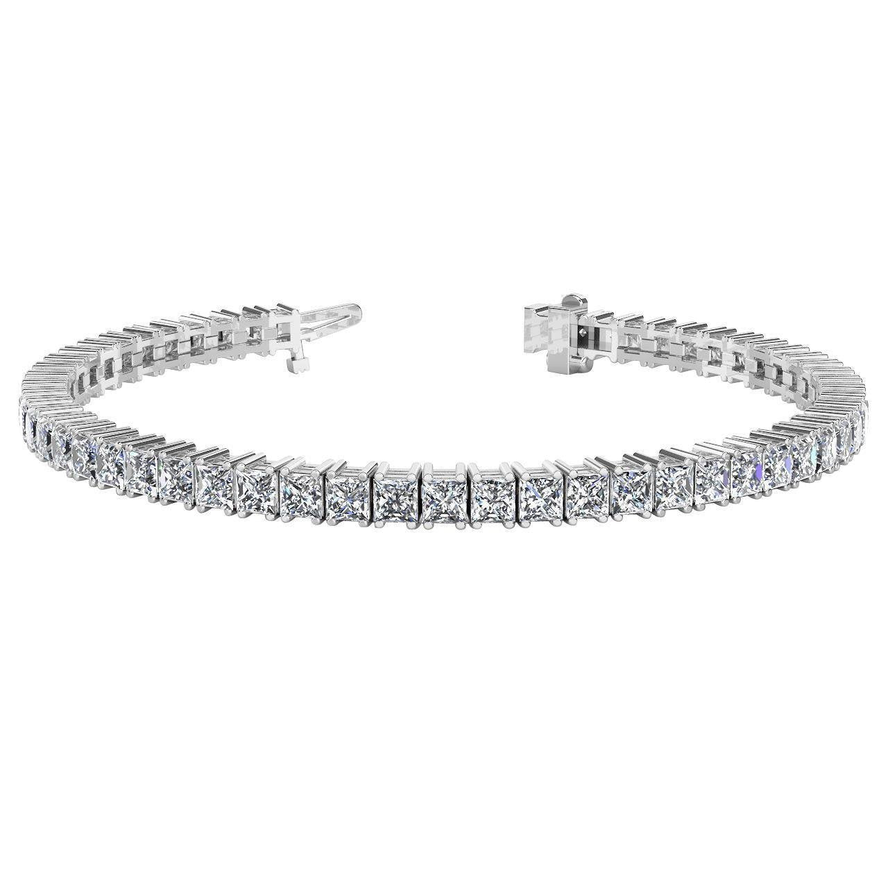 Krappenfassung Prinzessin Echt DiamantTennis Armband Weißgold 11 Karat