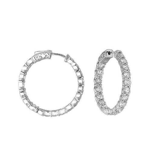 Krappenfassung rund 5,54 Karat Echt Diamant Hoop Damen Ohrring WG 14K