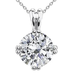 Krappenset 3.25 ct Echt Aus der Erde Abgebauter Natürlicher Diamant-Anhänger-Halskette im Rundschliff 14K Weißgold