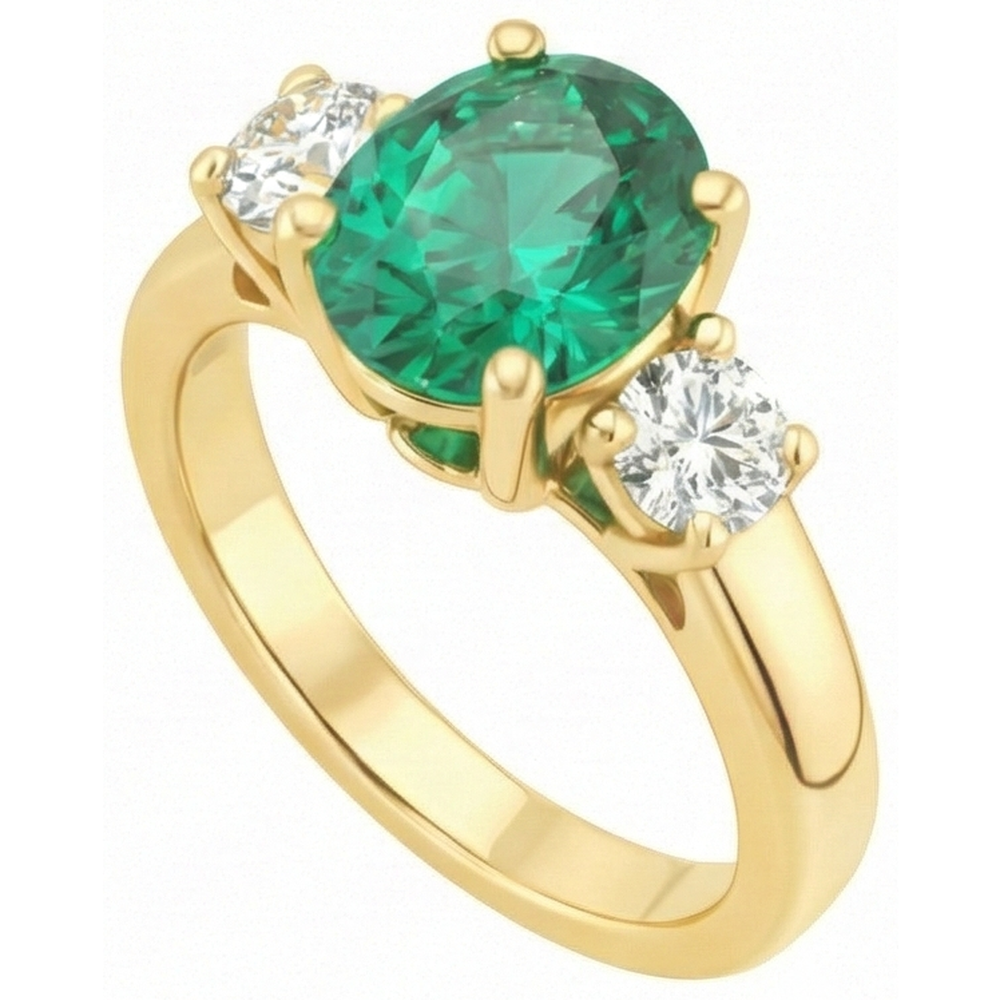 Krappenset Grün Smaragd Und Aus der Erde Abgebauter Natürlicher Diamant 5,25 Karat Verlobungsring