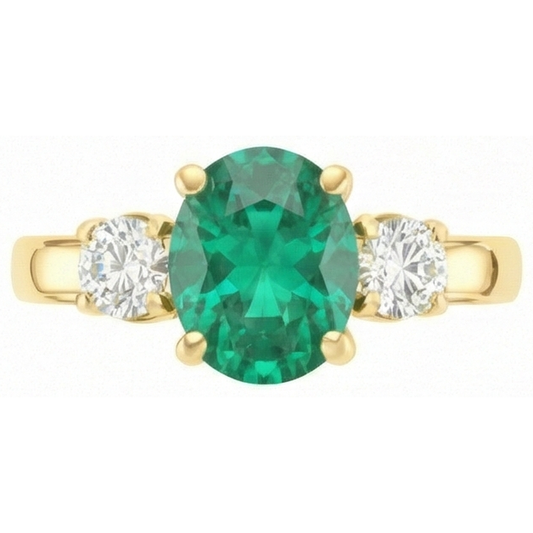 Krappenset Grün Smaragd Und Aus der Erde Abgebauter Natürlicher Diamant 5,25 Karat Verlobungsring