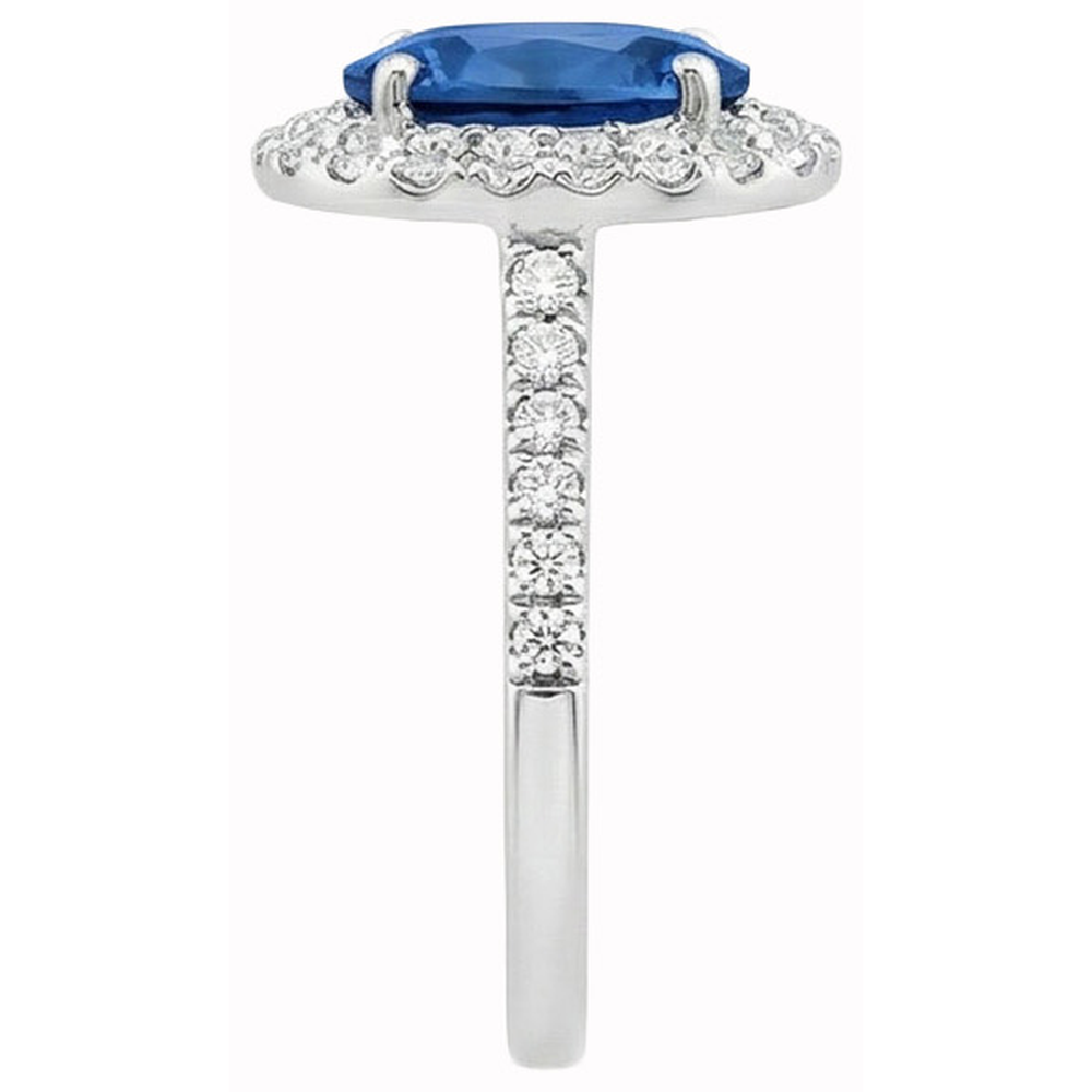 Krappenset Halo Saphir und Aus der Erde Abgebauter Natürlicher Diamanten 3.70 Karat Ring Weißgold 14K