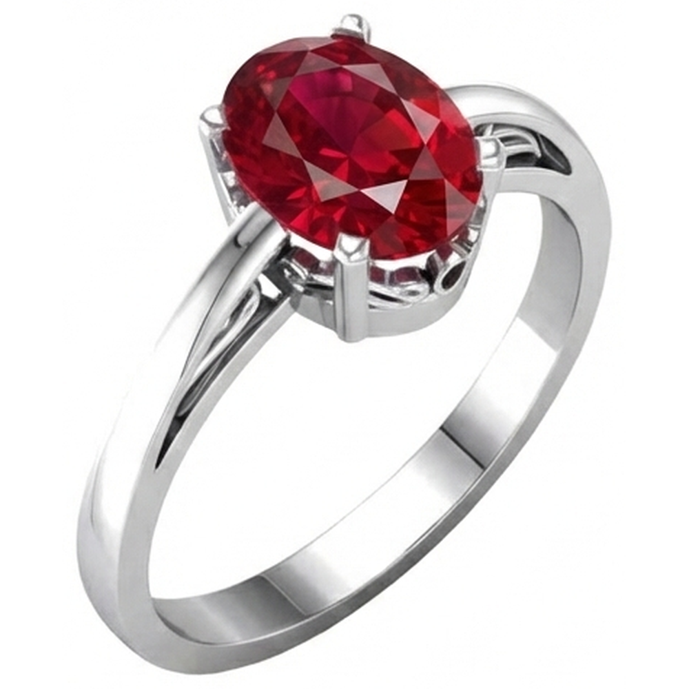 Krappenset Oval Cut 2 Karat Roter Rubinring 14K WG