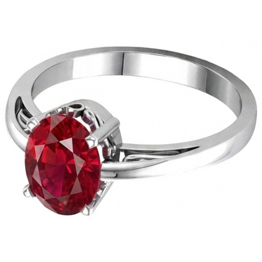 Krappenset Oval Cut 2 Karat Roter Rubinring 14K WG