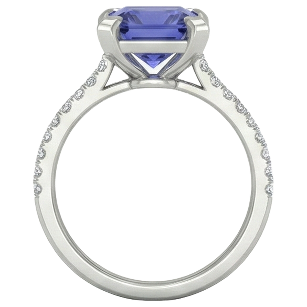 Krappenset Tansanit und Aus der Erde Abgebauter Natürlicher Diamanten 3.80 Karat Ring Weißgold 14K