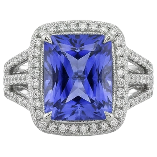 echter round diamant 4.78Karat ring Seitenansicht