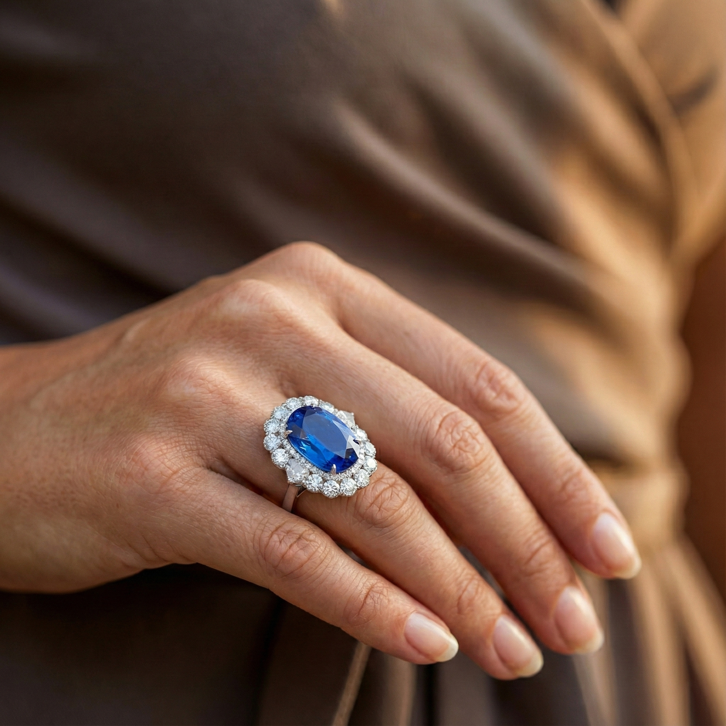 Krappenset 8,5 Kt Ceylon Blauer Saphir Aus der Erde Abgebauter Natürlicher Diamanten Ehering Weiß