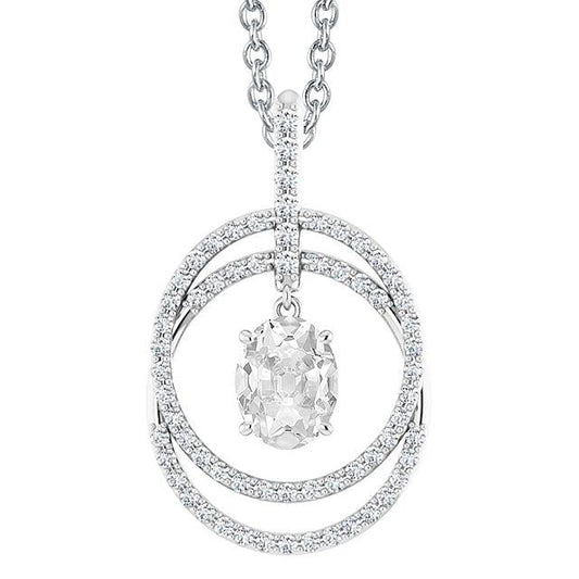 Kreis Echt Diamant Anhänger Halskette Oval alter Bergmann 4 Karat Zinken Set