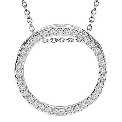 Kreis Halskette Anhänger 1,90 Karat Runde Echt Diamanten Weißgold 14K