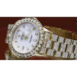 Kundenspezifische Diamantuhr Rolex Präsidial Tag Date Armband 20 Karat.