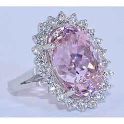 Kunzit-Stein-Diamant-Ring zu verkaufen
