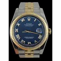 Lünette Rolex Date Betrachten Blaues römisches Zifferblatt Edelstahl & Gold Jubilee SCHNELLES EINSTELLEN