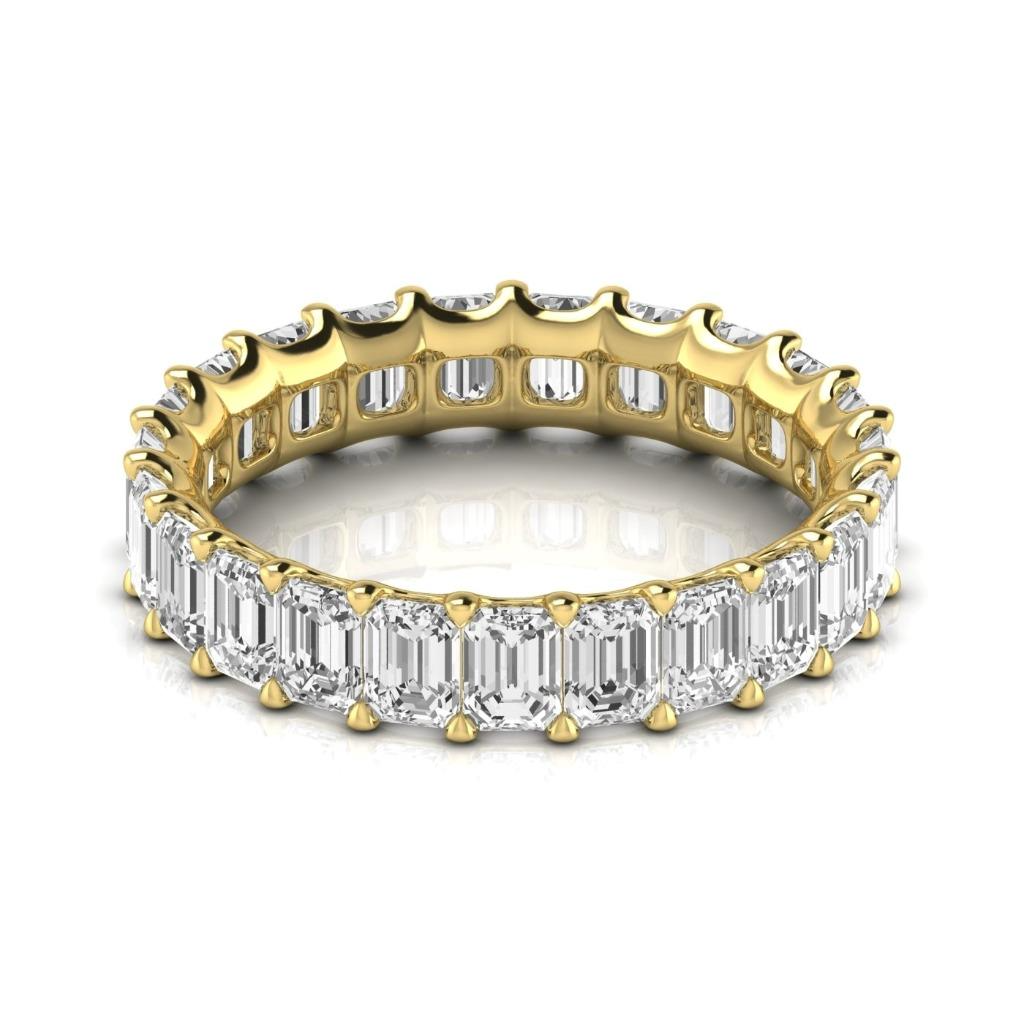 Diamant Smaragd-Schliff Eternity Band in 14 Karat Gelbgold – Frontansicht