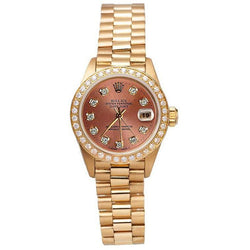 Lachsbraune Diamant-Zifferblatt-Lünette Rolex Präsidentenstil Uhr Datejust