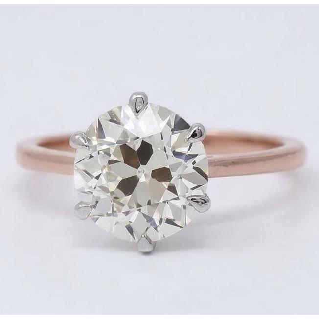 Solitär-Ring 14 Karat Zweifarbig Gold mit Diamant – Frontansicht