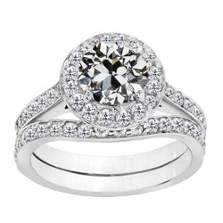 Old Mine Cut Diamant Antragsring in 14K Weißgold – 1,50 Karat