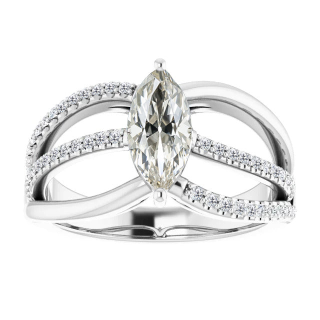 Marquise-Schliff Diamant Ring in 14K Weißgold – Hauptansicht