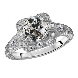 Hochwertiger Altschliff Diamant Halo-Ring – 2 Karat 14 Karat
