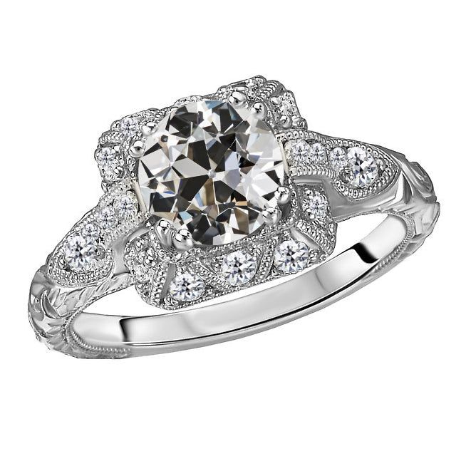 Halo-Ring 14 Karat Weißgold mit Diamant – Hauptansicht