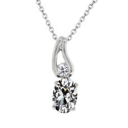 Edler Diamant Anhänger – Old Mine Cut 2 Karat 14K Weißgold