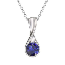Schmuckstein-Anhänger 14 Karat Weißgold – Royalblauer Saphir