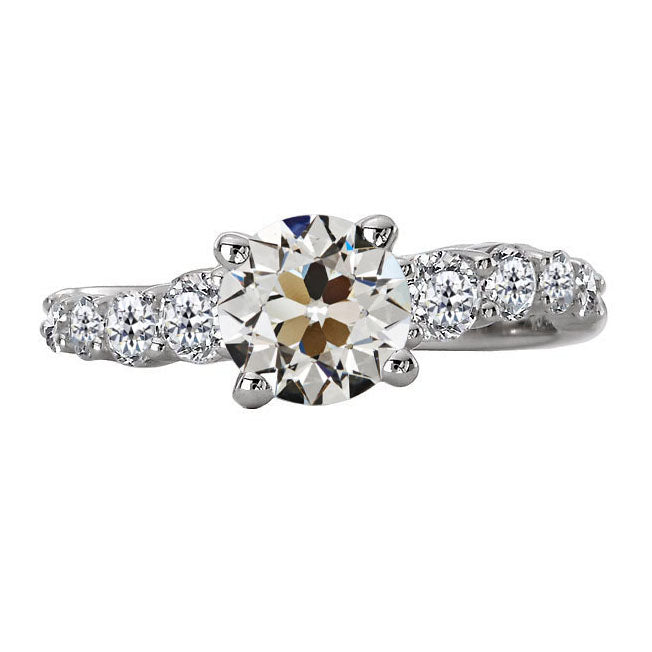 Antik-Kissen-Schliff Edler Diamant Ring in 14K Weißgold – Hauptansicht