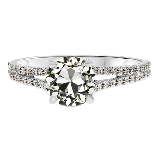 Old Mine Cut Edler Diamant Ring in 14K Weißgold – Hauptansicht