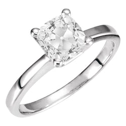 Solitär-Verlobungsring 14K Weißgold – Diamant Cushion 5 Karat
