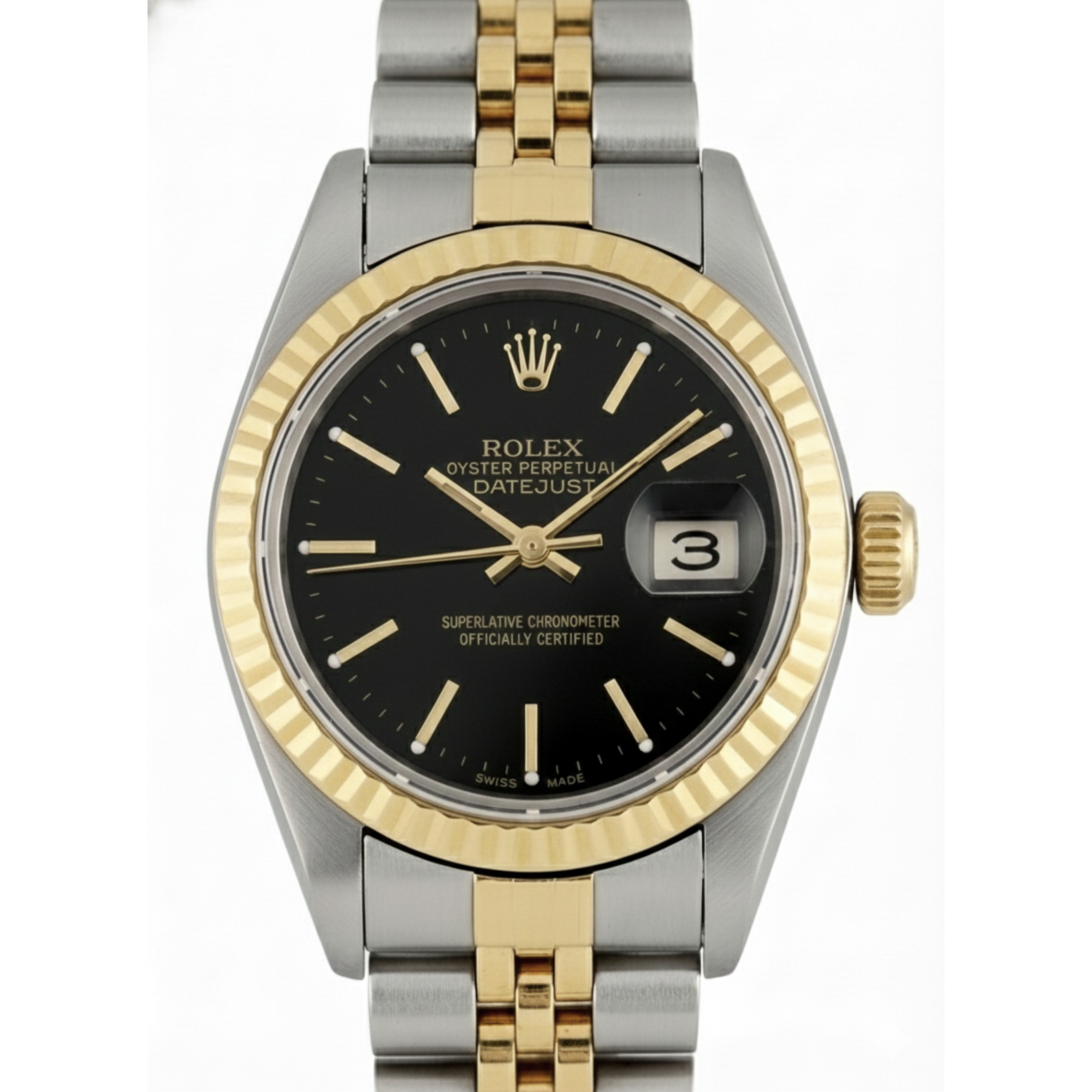 Rolex Gold mit Edelstein – Frontansicht