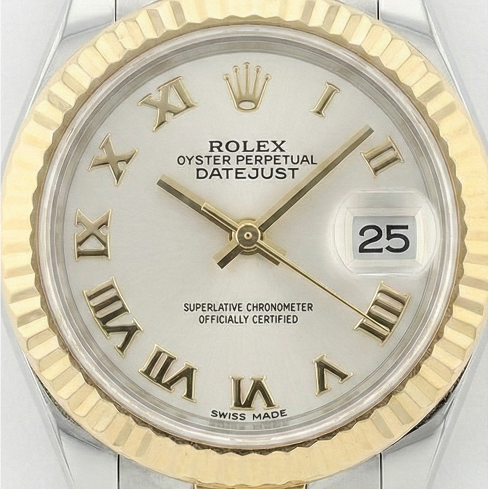 Rolex Gold mit Edelstein – Frontansicht