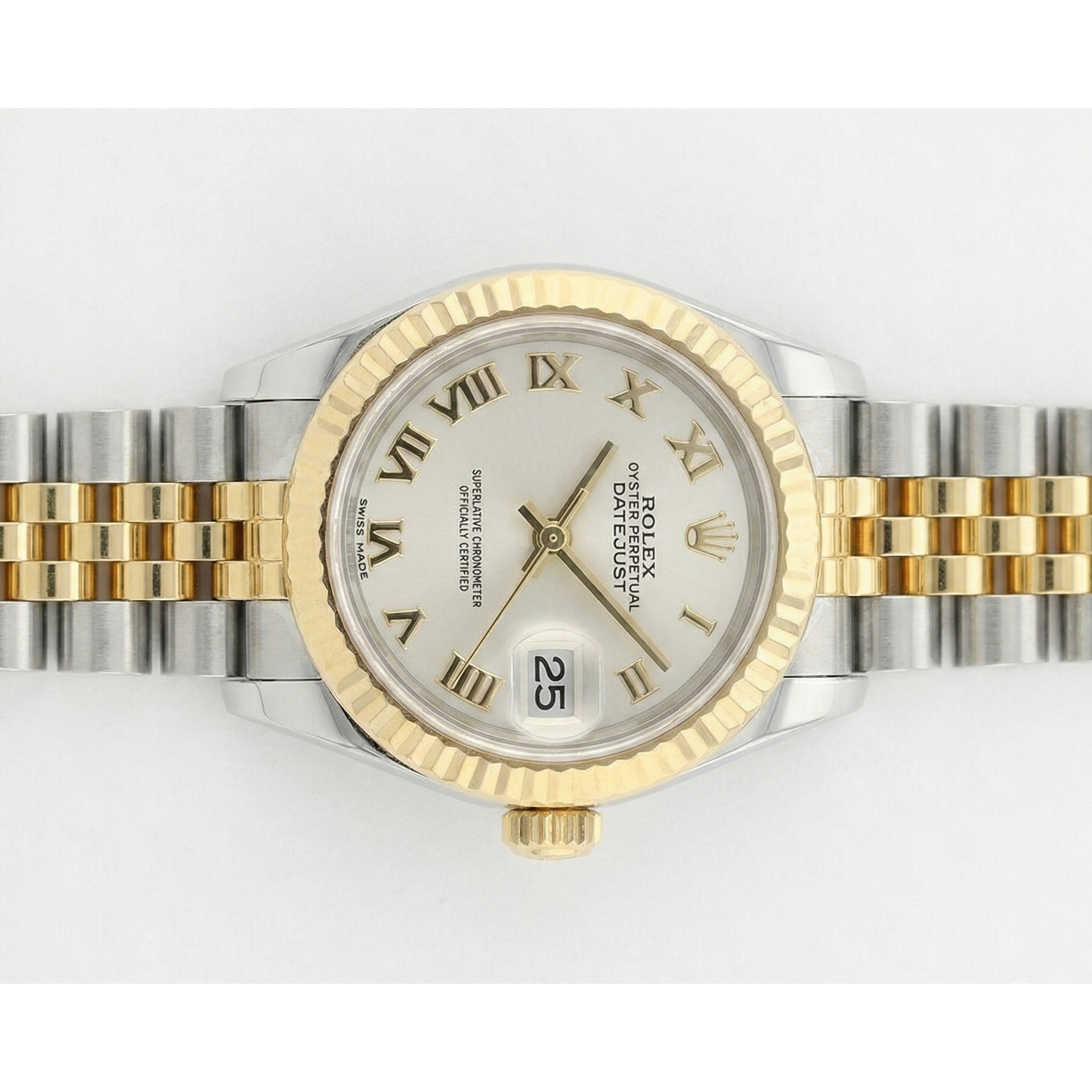 Rolex Gold mit Edelstein – Draufsicht