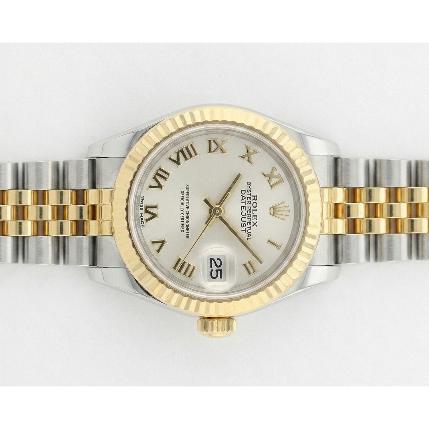 Rolex Gold mit Edelstein – Draufsicht
