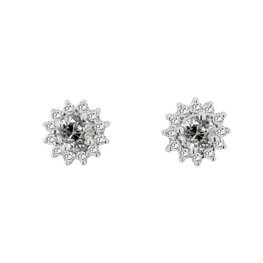 Lady's Halo Echt Diamant Studs Runden Old Mine Cut Star Style 4 Karat