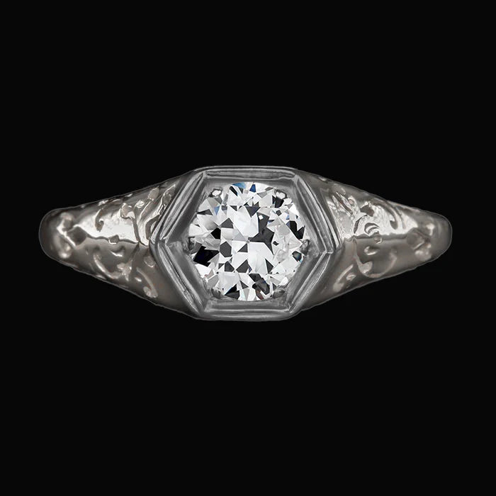 Lady's Runden alter Bergmann Echt Diamant Solitaire Ring Vintage Style 2 Karat