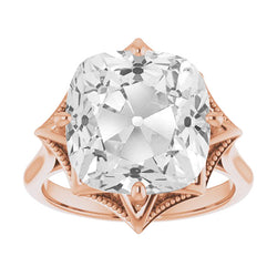 Naturreiner Old Mine Cut Brillant Solitär-Ring 5 Karat