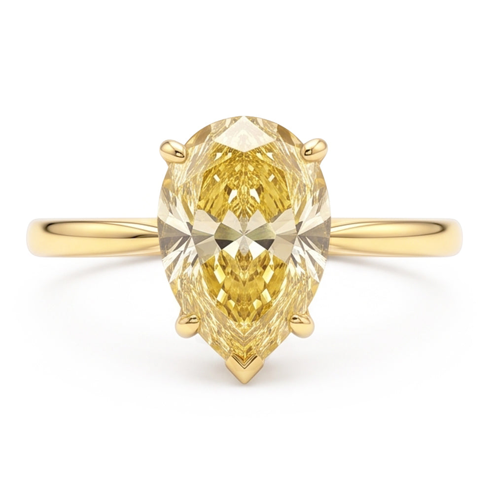 Larimar- und Diamant-Verlobungsring 2 Karat Natürlicher Tropfen-Solitär Fantasie-Gelb 18 Karat Gold