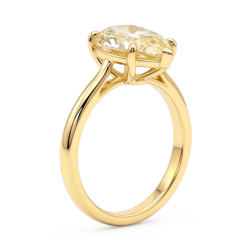Larimar- und Diamant-Verlobungsring 2 Karat Natürlicher Tropfen-Solitär Fantasie-Gelb 18 Karat Gold