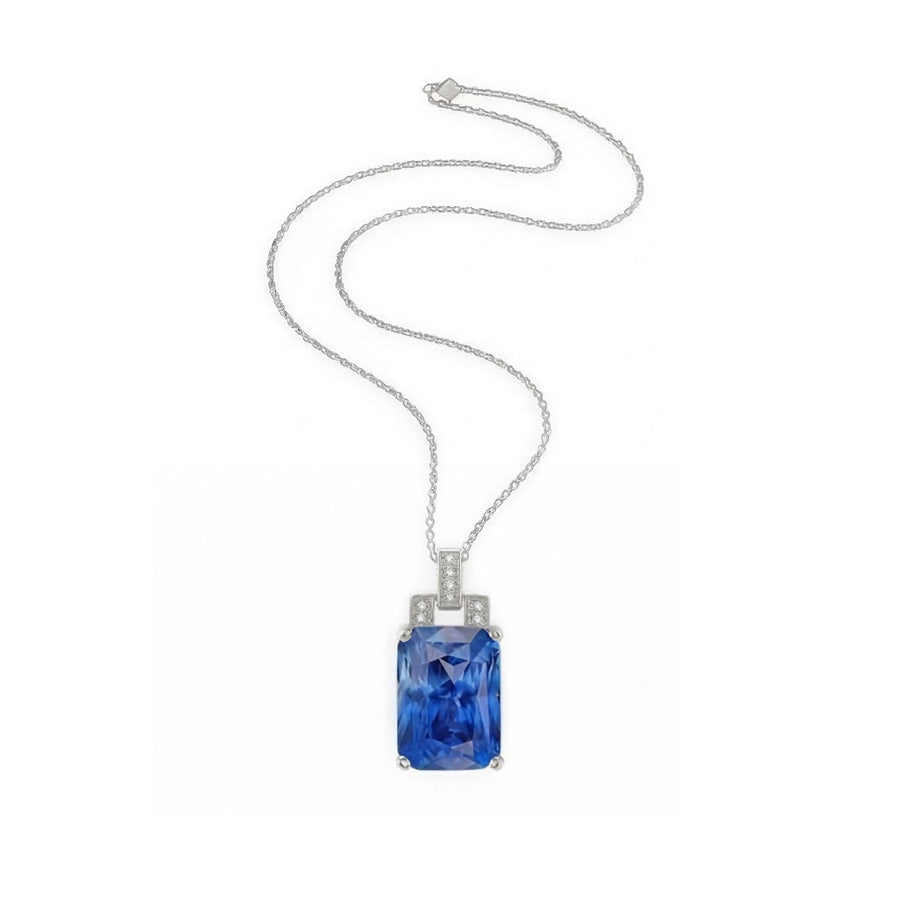 Edelstein-Anhänger 14K Weißgold mit Royalblauer Saphir – Seitenansicht