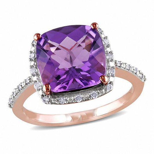 Lila Amethyst-Diamant-Cocktailring