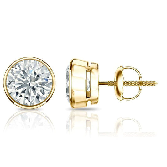 Lünette Set 3,00 Karat Echt Diamant Damen Ohrstecker Gold 14K Neu