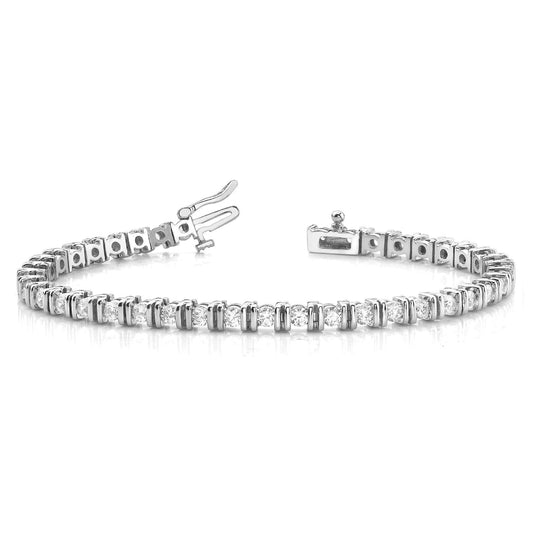 Lünette Set 4 Karat Rund Brillantschliff Echt Diamanten Armband WG 14K 