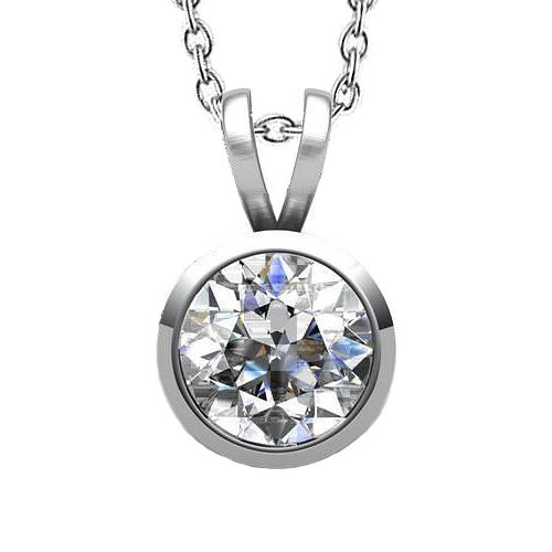 Lünette Set 4 Karat runde Echt Diamant-Halskette mit Brillantschliff