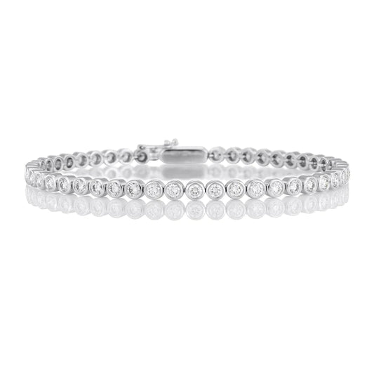 Lünette Set 5,40 Karat Rundschliff Echt Diamantarmband Weißgold 14K