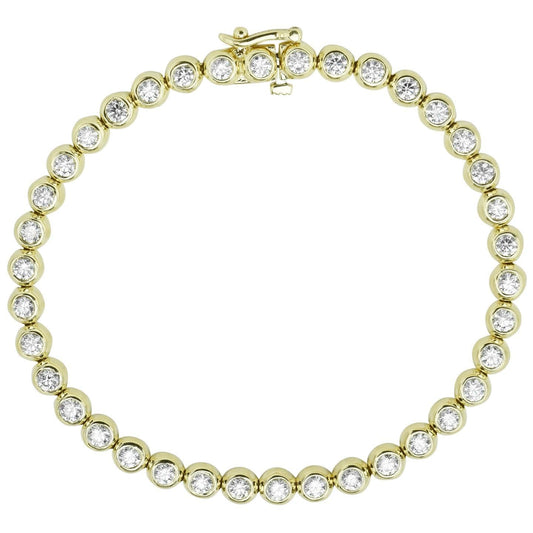 Lünette Set Funkelnd 5.70 Karat Rundschliff Echt Diamanten Armband YG 14K