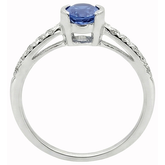 Lünette Set Oval Sri Lanka Blauer Saphir Aus der Erde Abgebauter Natürlicher Diamantring 1.41 Ct