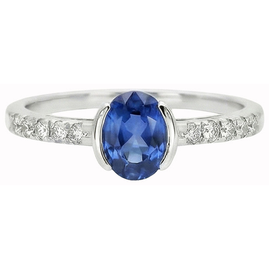 echter oval saphir 1.41Karat ring Seitenansicht