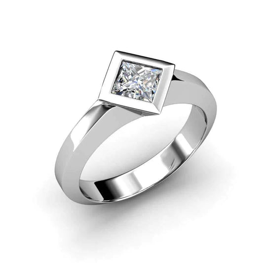 Lünette Set Princess Cut 1.50 ct Solitär-Echt-Diamant-Hochzeitsring